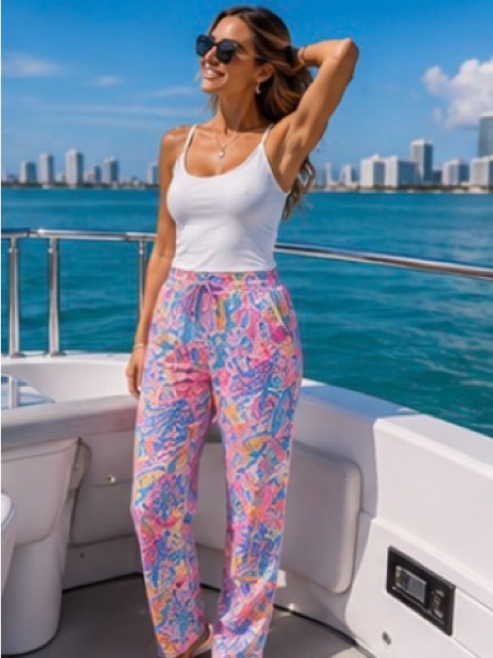 Lilly Pulitzer Taron Coral Print Resort Pants Splashdance Size Small - Picture 6 of 12
